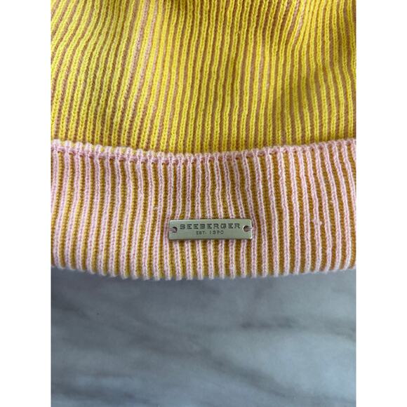 Seeberger Yellow & Peach Orange Ribbed Beanie - Picture 4 of 6
